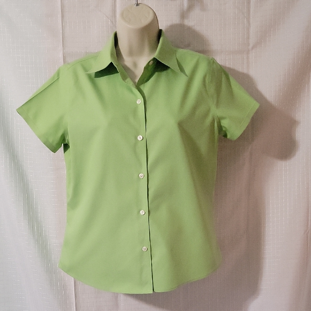 Eddie Bauer Lime Green Button Down Blouse, Size S